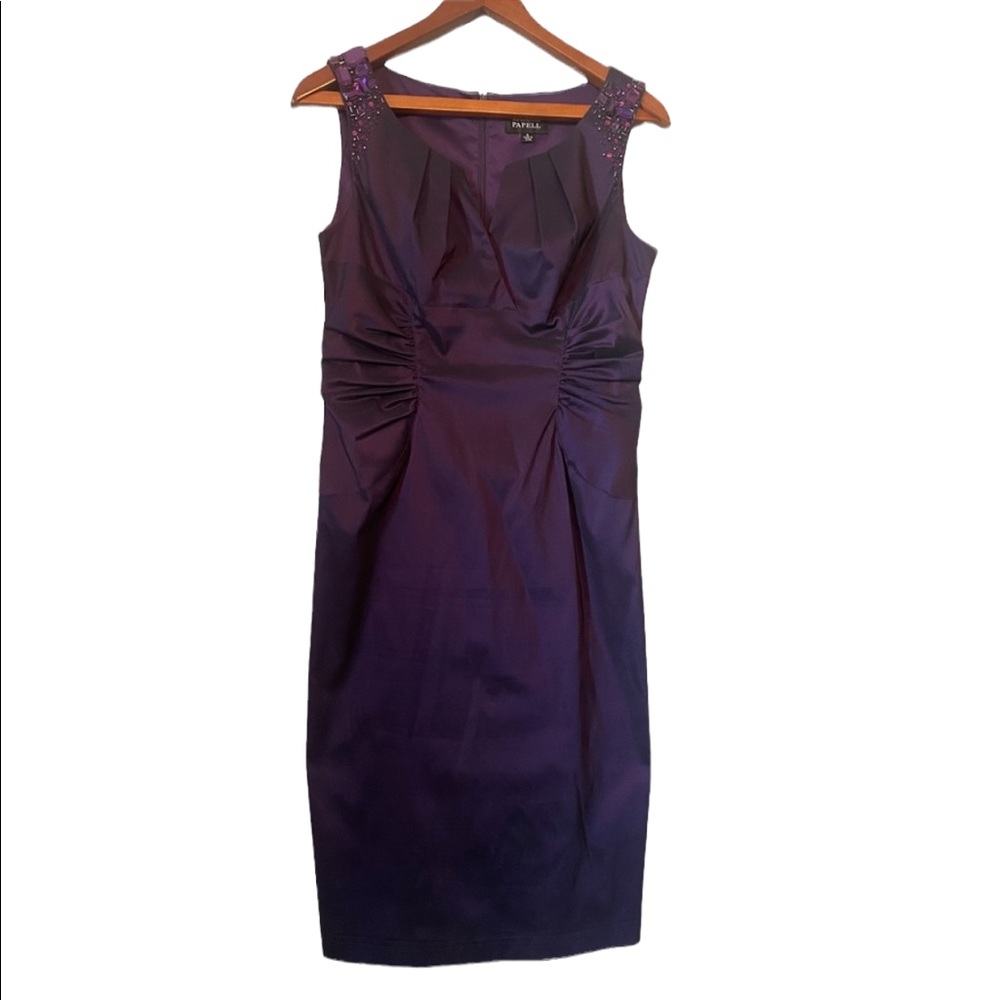 Adrianna Papell Deep Plum Sleeveless Beaded Dress